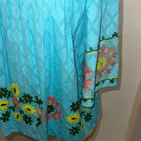 MODAPOSA Floral Embroidered Off-Shoulder Top - Blue Size Small - Picture 6 of 14